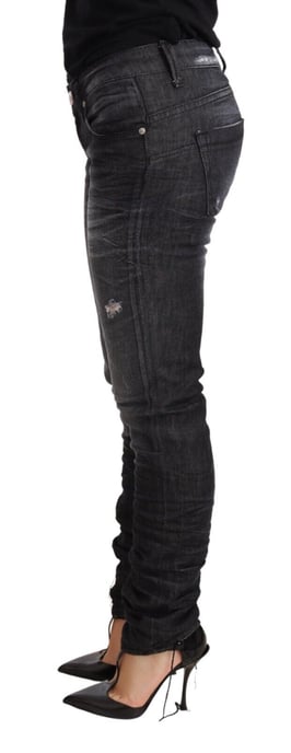 Acht Svart Tvättad Bomull Låg Midja Skinny Jeans - Image 2