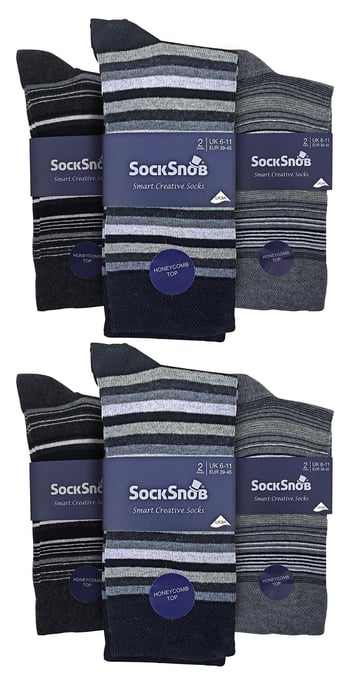 12 par flerpack herrstrumpor i bomull med färgglada ränder | Sock Snob | Mönstrade strumpor för affärs- och fritidskläder - Buenos Aires - Image 2