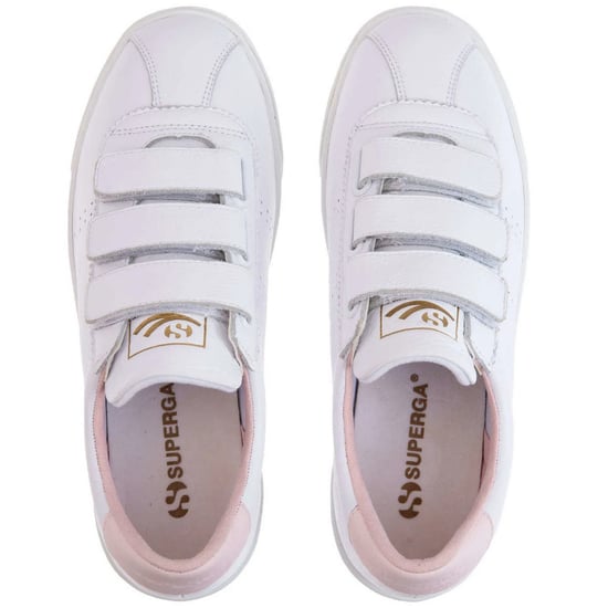 Superga Womens/Ladies 2870 Sport Club S Leather 3 Touch Fastening Strap Trainers (White/Light Pink) - Image 4