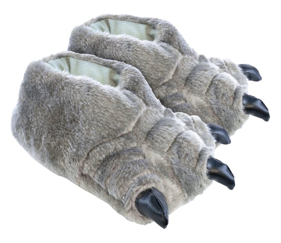 Kids Novelty 3D Monster Feet Plsh Slippers | Gift for Children - Grey - Image 1