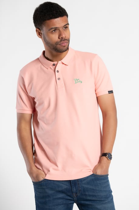 Coral Cotton Short-Sleeve Polo Shirt