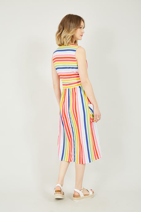 Yumi Multi Coloured Wrap Dress With Pockets