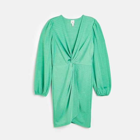 river island green wrap dress Cascading Drape Dress Moss / 22 main image 0