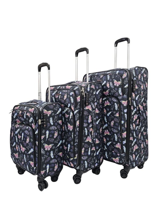 Lightweight Suitcases 8 Wheel Luggage Butterfly Travel Soft Bags