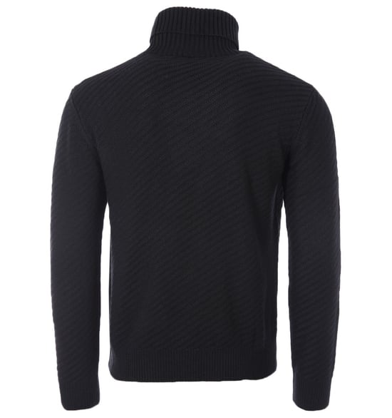 Armani Exchange Diagonal Knit Roll Neck Sweater - Black