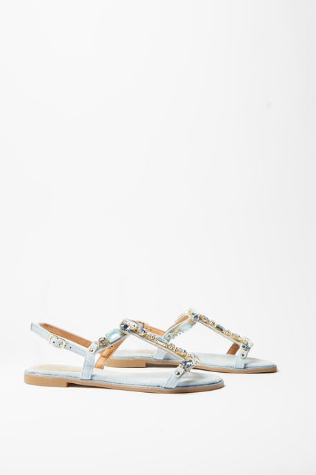 Filly Jewelled T Bar Flat Sandals