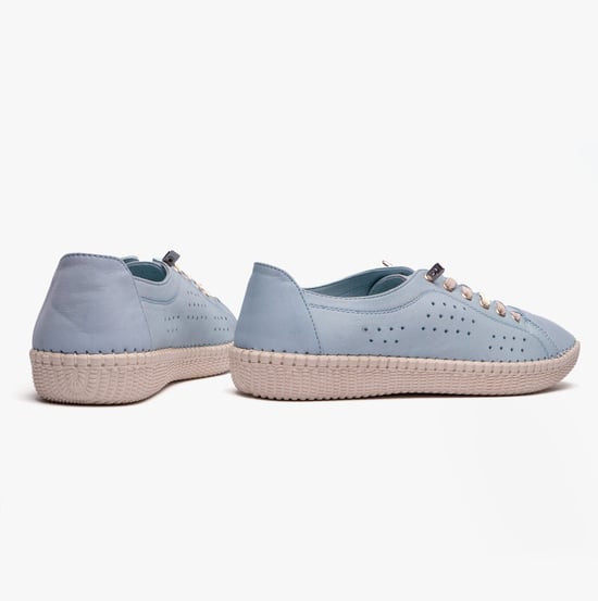 KAMARI Ladies Leather Trainers Pale Blue