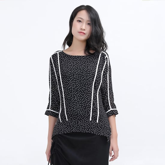 Polka Dots Chiffongblus med vit kant - Image 1