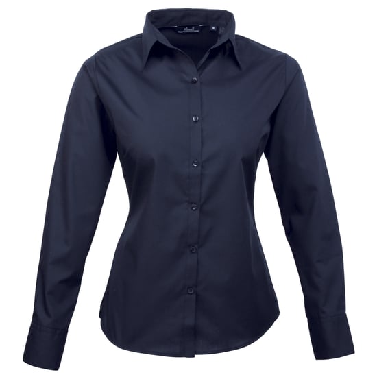 Premier Dames/Dames Popeline Blouse met Lange Mouwen (Marine) - Image 1