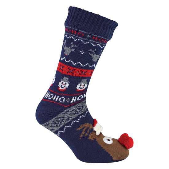 Mens Thermal Rudolph Christmas Fleece Lined Slipper Winter Socks - Image 2
