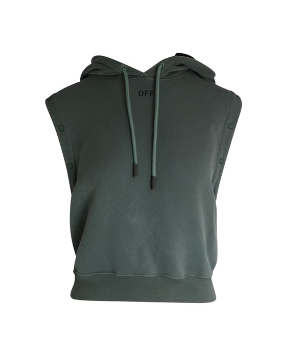 Off-White Hoodie med avtagbara ärmar i khaki bomull - Image 5