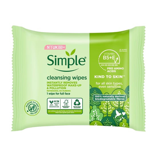 Simple Kind to Skin, Cleansing Wipes For Sensitive Skins, 6x 25 Wipes