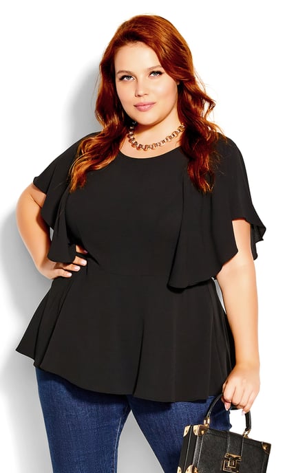 CITY CHIC Women's Romantic Mood Top - black