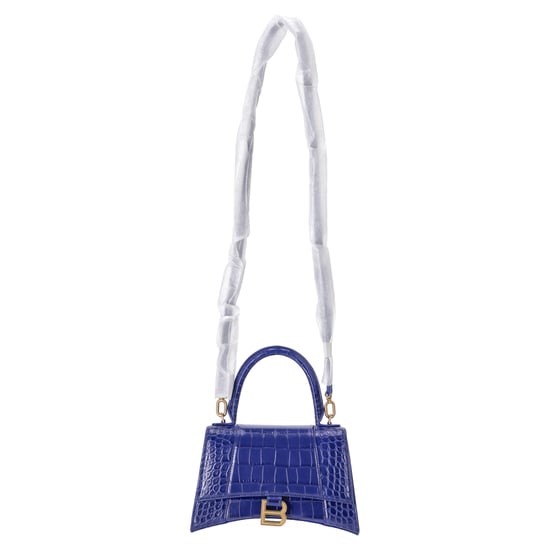 Balenciaga Small Hourglass Crocodile Embossed Top Handle Bag in Blue Calfskin Leather - Image 1