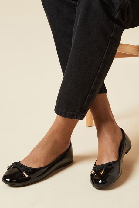 Wide Fit Peaches Bow Detail Ballet Pumps - Image 1