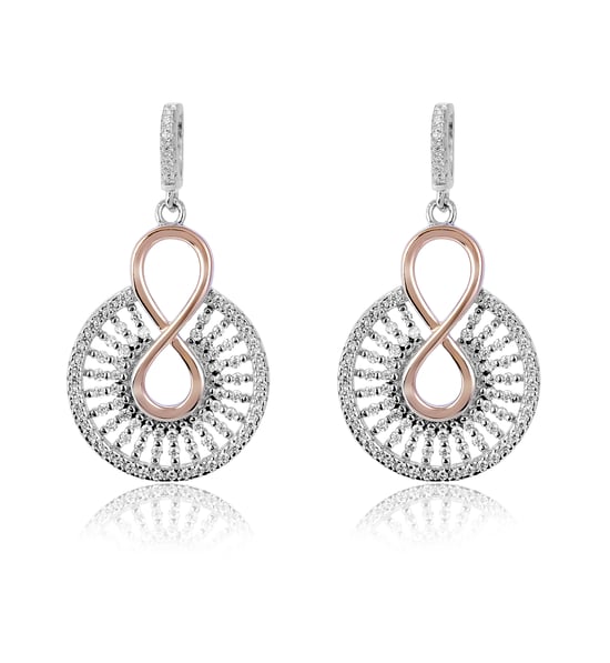 Orphelia 'Frida' Dames 925 Sterling Zilveren Dangle Oorbellen - Zilver/Roze ZO-7437 - Image 1