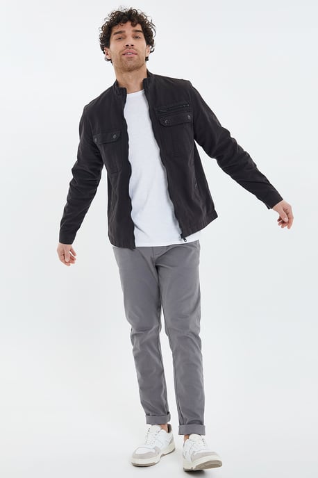'Rye' Cotton Funnel Neck Lightweight Shacket