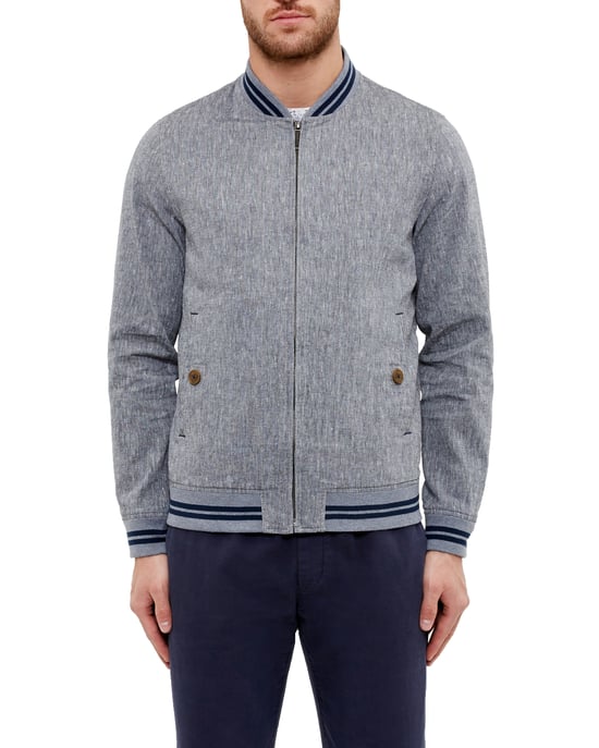 Ted Baker Newyork Linen-Blend Bomber Jacket, Grey