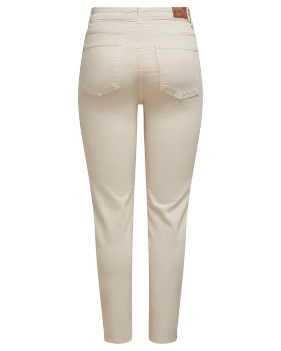 ONLY cropped high waist straight fit jeans ONLEMILY ecru - Image 2