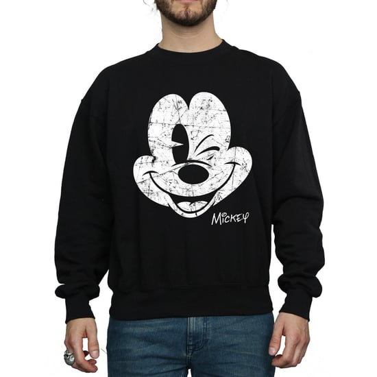 Disney Mens Mickey Mouse Face Sweatshirt (Black)