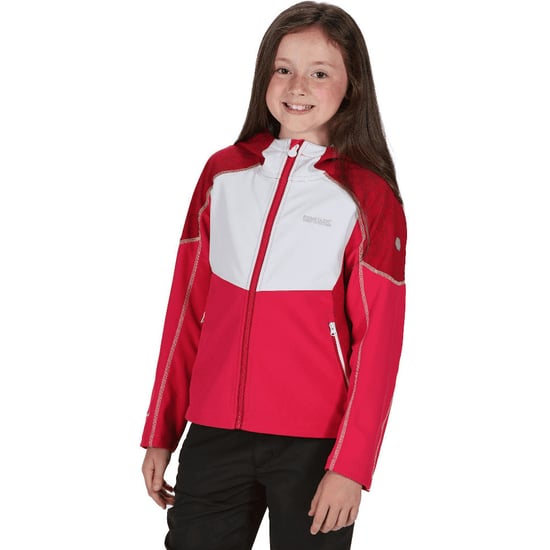Regatta Childrens/Kids Acidity IV Reflective Hooded Softshell Jacket (Duchess Pink/White)
