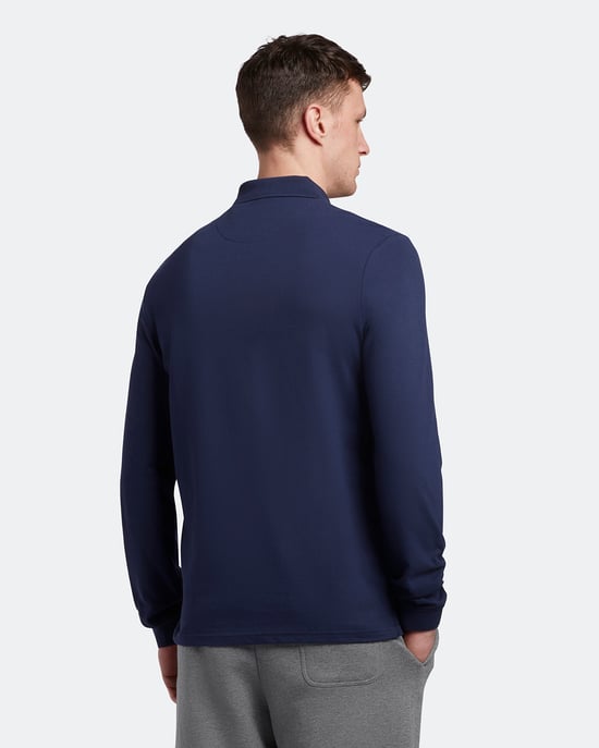 Lyle & Scott poloshirt met lange mouwen in marineblauw - Image 3