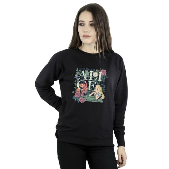 Disney Womens/Ladies Alice In Wonderland Leafy Garden Sweatshirt (Black)