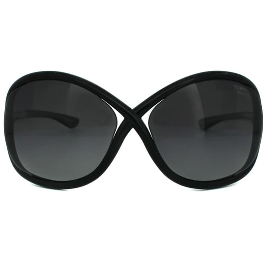 Tom Ford Butterfly Womens Shiny Black Smoke Grey Polarized Sunglasses - Image 1