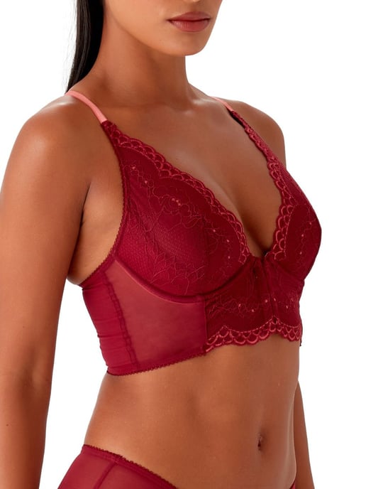 Superboost Lace Deep V Bralet - Cranberry/Raspberry Sorbet