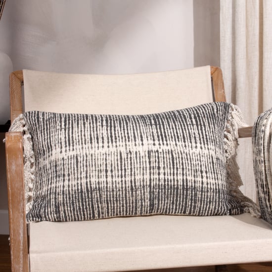 Yard Sono Ink Abstract Fringed Feather Filled Cushion - Image 6