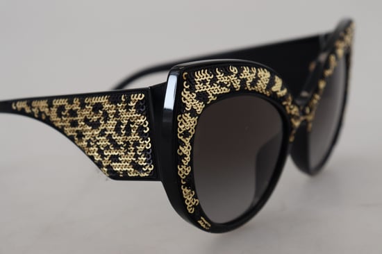 Dolce & Gabbana Black Gold Sequin Butterfly Polarized DG4326 Women's Sunglasses