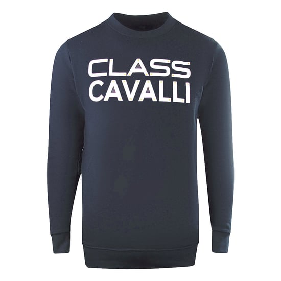 Cavalli Class Large Bold Logo Design Navy Blue Sweatshirt