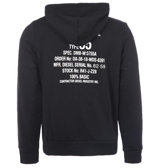 Diesel S-Ginn K26 Serial Number Logo Hoodie - Black - Image 2