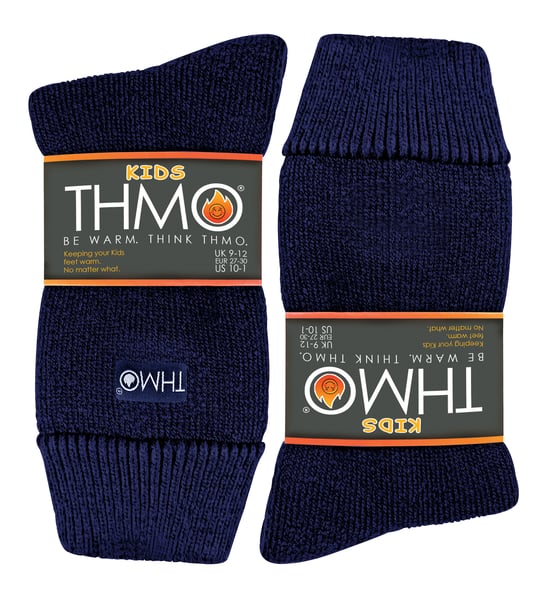 Kids Thermal Socks for Winter | THMO | Warm Fluffy Fleece Inner Socks for Boys & Girls - Navy - Image 2