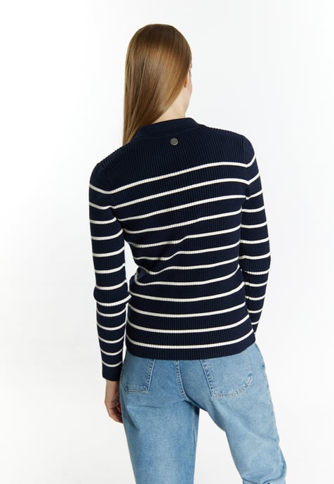 Dreimaster Knitted pullover women marine wool white - Image 4