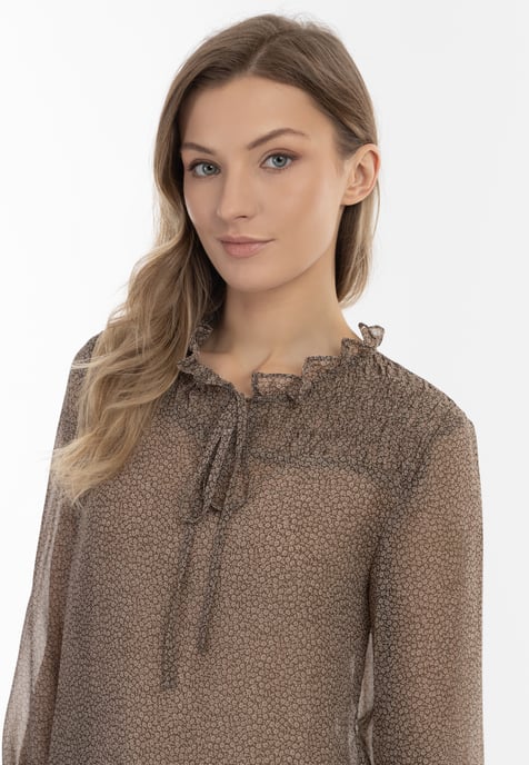 Dreimaster Blouse Dames olijf wol wit - Image 5