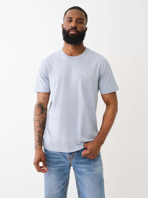 Short Sleeve Puff Ladder Tee in Blue