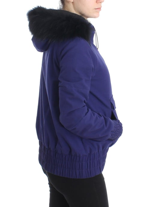 GF Ferre Women's Blue Padded Jacket Hooded Short K-Way