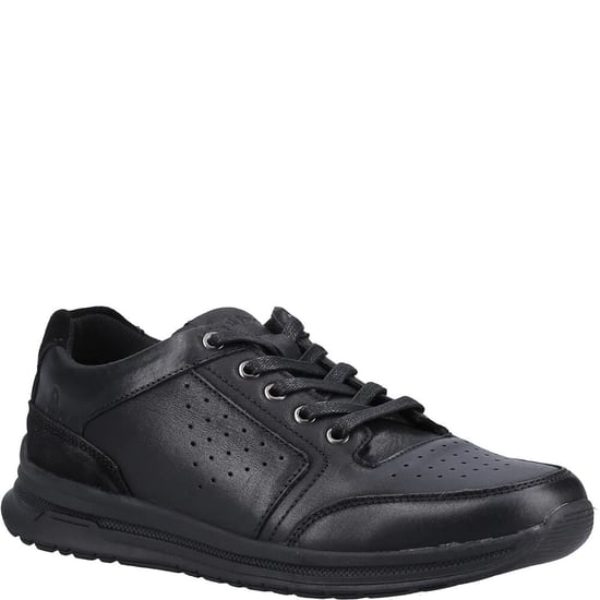 Hush Puppies Mens Joseph Leather Trainers (Light Black) - Image 1