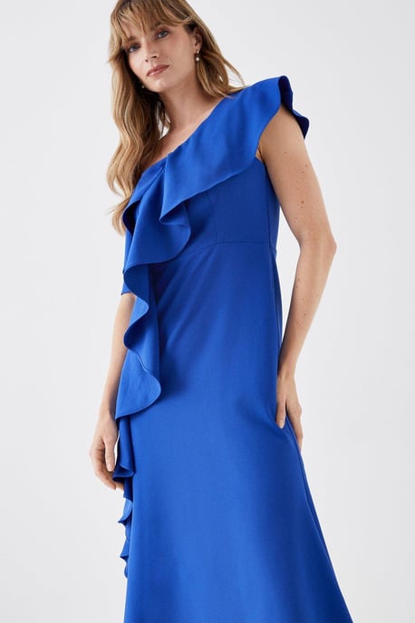 One Shoulder Ruffle Pencil Dress