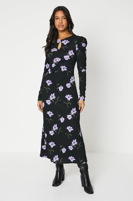 Tall Floral Keyhole Midi Dress