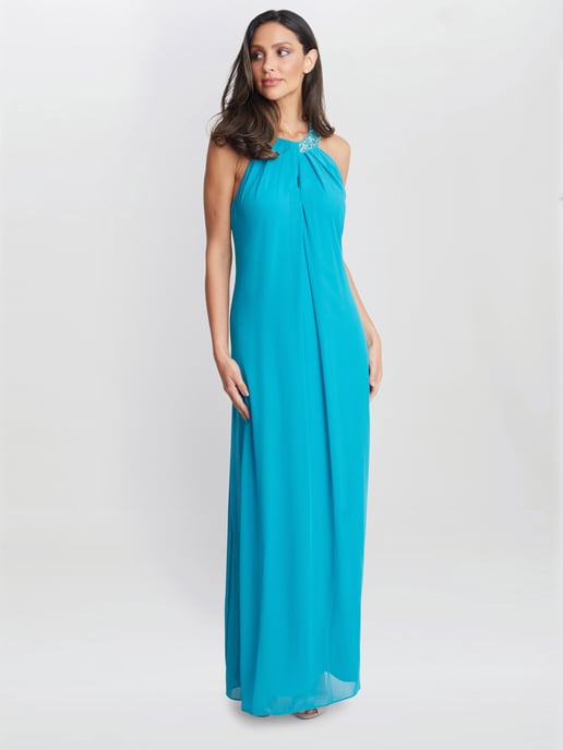 Pamela Halter Neck Maxi Dress With Beaded Neckline - Image 6