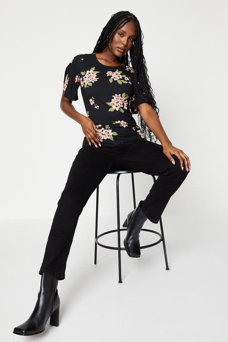Crew Neck Flutter Sleeve Top - Image 2