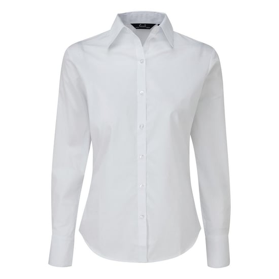Premier Womens/Ladies Poplin Long-Sleeved Blouse (White) - Image 1