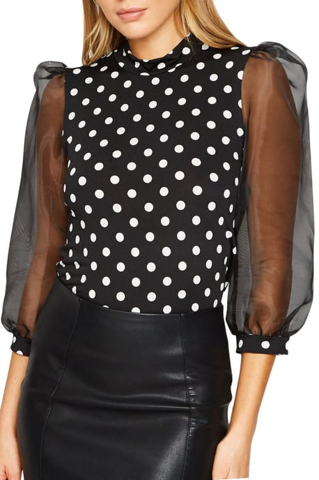 Spot Blouse Puff Sleeve