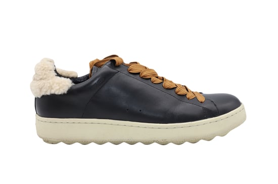 Coach C101 Shearling Sneakers in Black Leather - Image 1