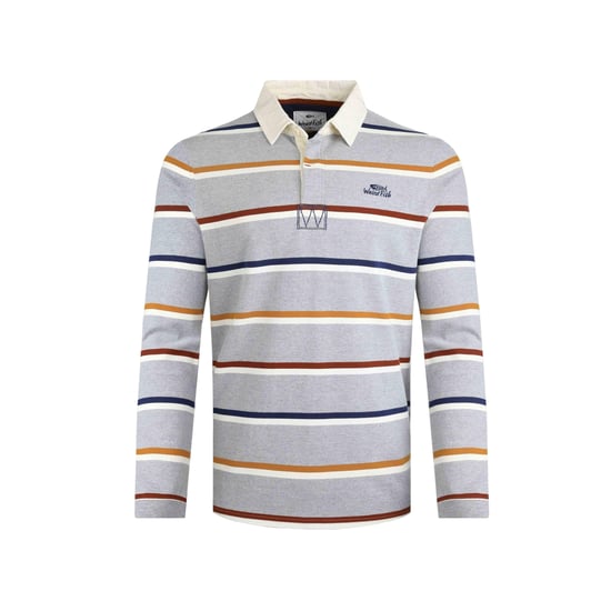 Weird Fish Mens Laxton Striped Organic Long-Sleeved Rugby Shirt (Grey Marl)