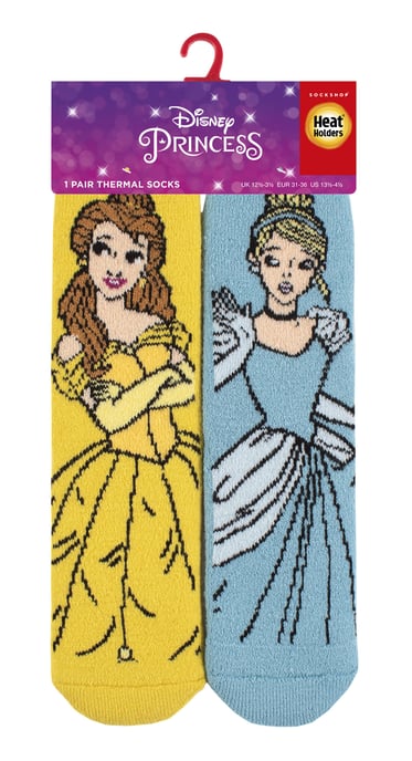 Heat Holders Lite - Novelty Disney Princess Socks for Girls | Cinderella Ariel Frozen Belle - Belle & Cinderella - Image 2