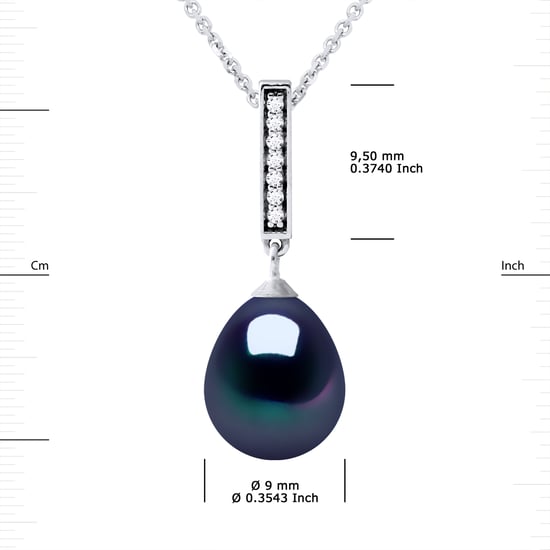 BARETTE Necklace Freshwater Pearl Jewelry 9-10mm Black 925