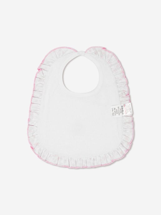 Magnolia Baby Baby Girls Embroidered Ruffle Bib in White